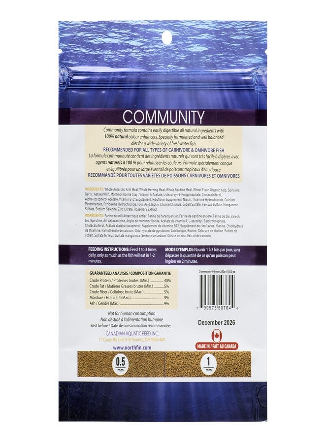 Northfin Fish Food Community Formula Slow Sinking Pellets (0.5mm 250g) - Image 2